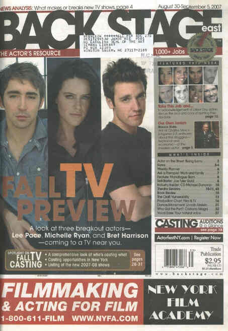 BACK STAGE EAST magazine cover 30 August 2007