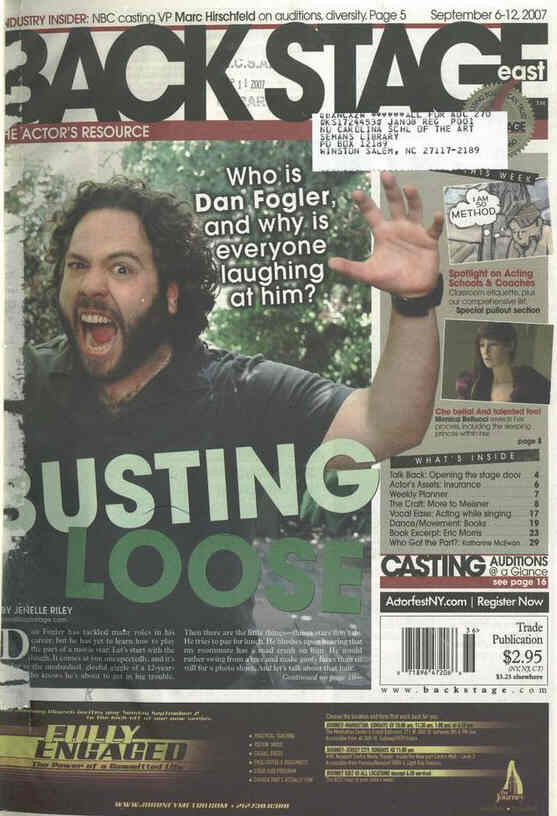 BACK STAGE EAST magazine cover 6 September 2007