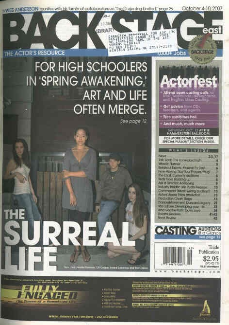 BACK STAGE EAST magazine cover 4 October 2007