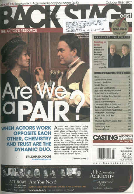 BACK STAGE EAST magazine cover 18 October 2007