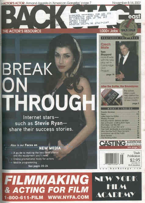 BACK STAGE EAST magazine cover 8 November 2007