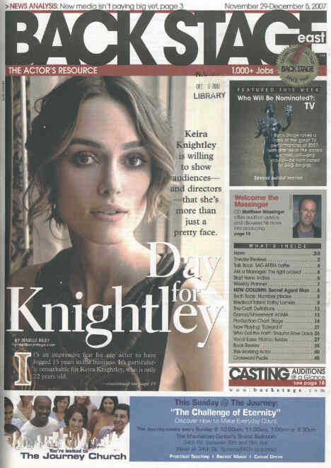BACK STAGE EAST magazine cover 29 November 2007