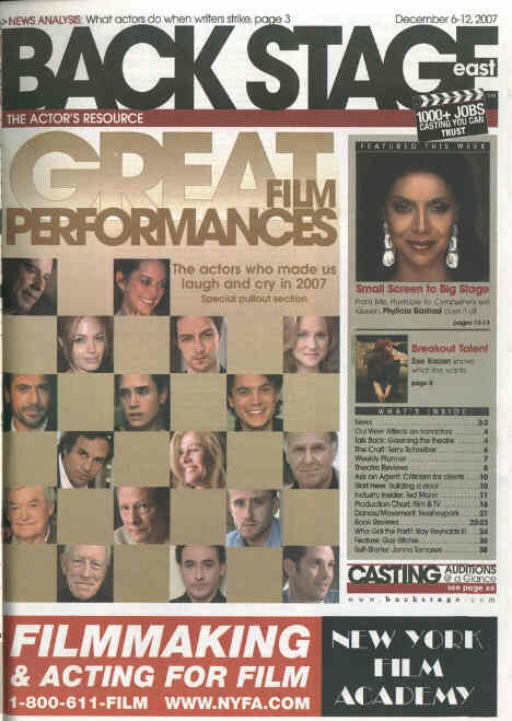 BACK STAGE EAST magazine cover 6 December 2007
