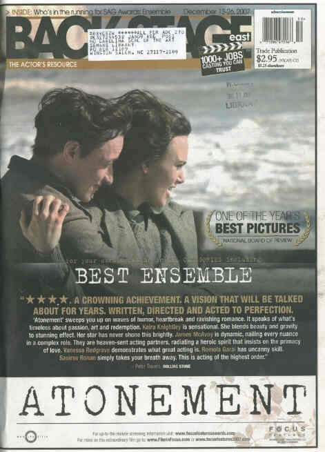 BACK STAGE EAST magazine cover 13-26 December 2007