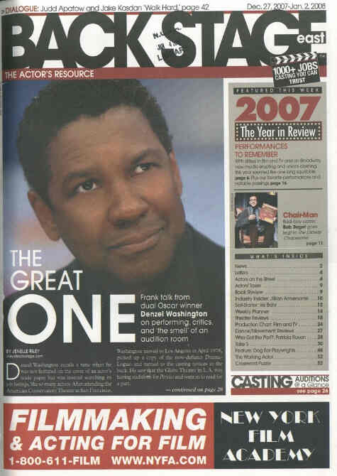 BACK STAGE EAST magazine cover 27 December 2007