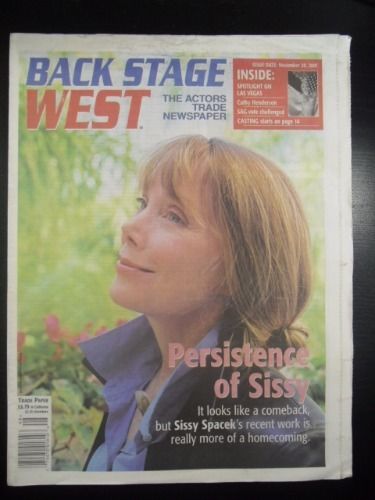 BACK STAGE WEST magazine cover 29 November 2001