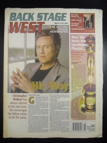 BACK STAGE WEST magazine cover 13 March 2003