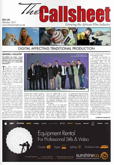 CALLSHEET magazine cover October 2011