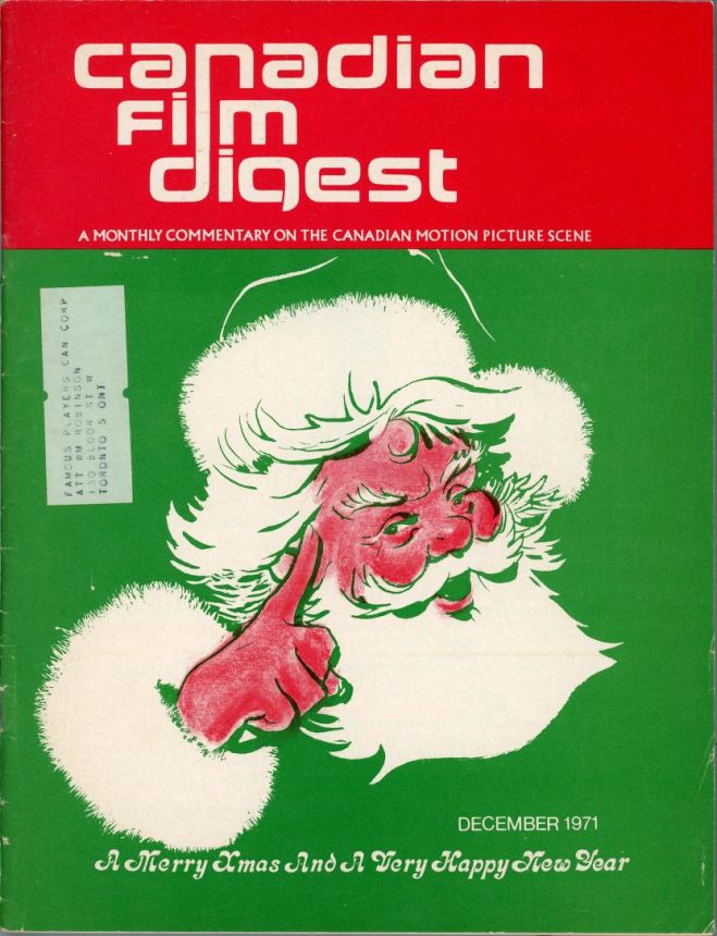 CANADIAN FILM DIGEST magazine side cover  December 1971