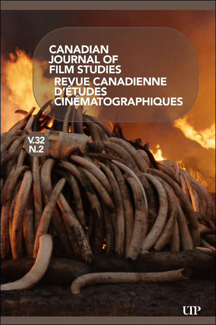 CANADIAN JOURNAL OF FILM STUDIES magazine side cover  September 2023