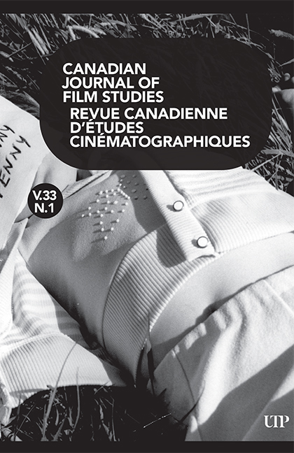 CANADIAN JOURNAL OF FILM STUDIES magazine side cover  April 2024