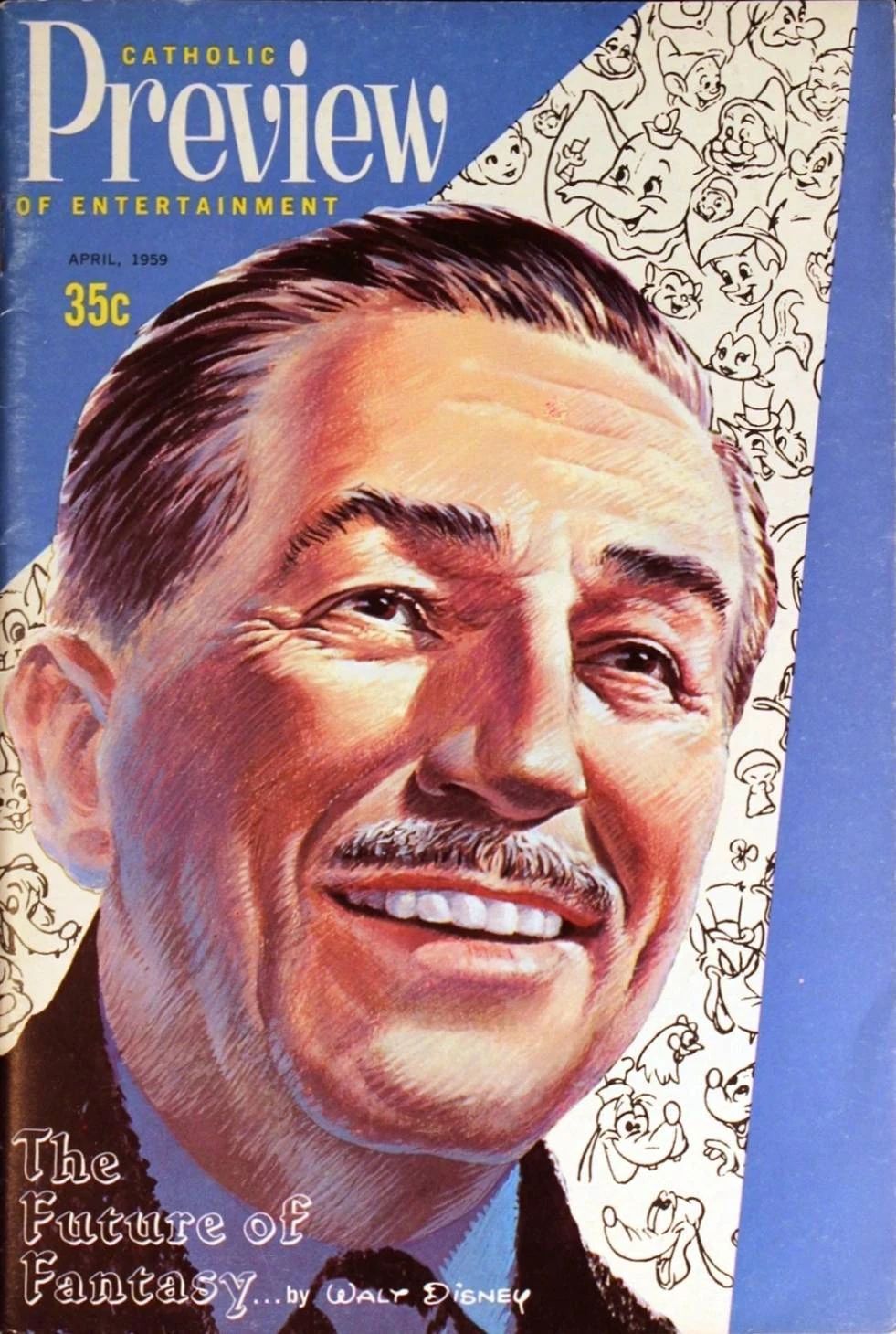 CATHOLIC PREVIEW OF ENTERTAINMENT magazine side cover  April 1959