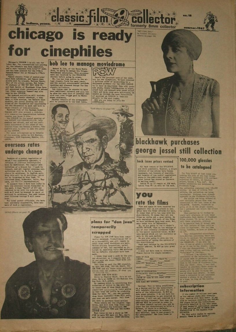 CLASSIC FILM COLLECTOR magazine cover Issue 18 Summer 1967