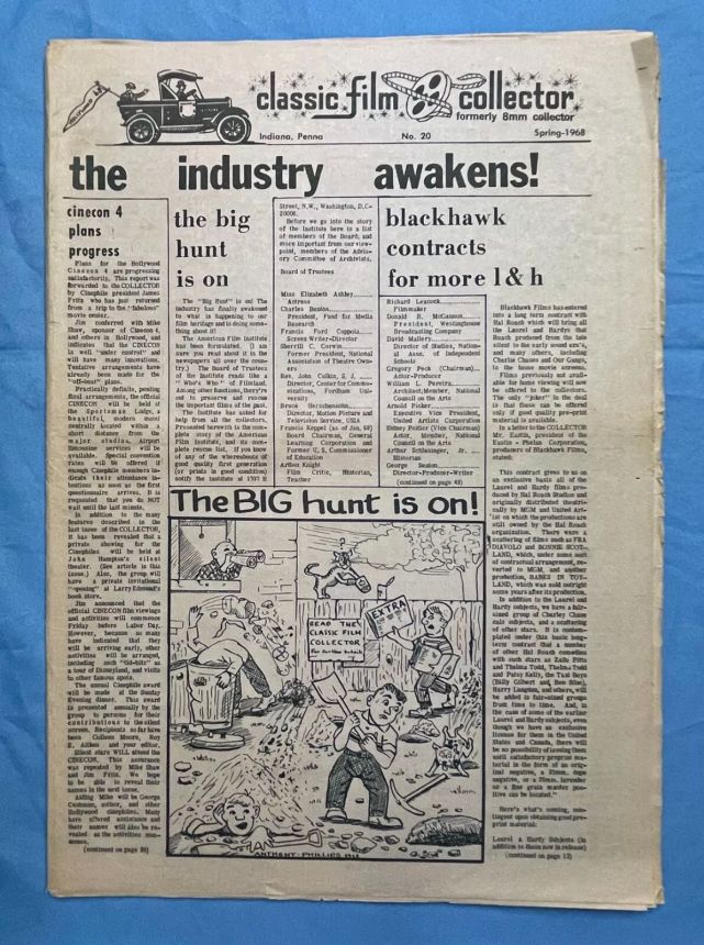 CLASSIC FILM COLLECTOR magazine cover Issue 20 Spring 1968