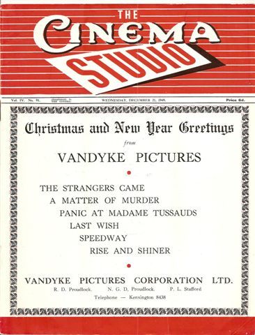 CINEMA STUDIO | THE magazine cover  Vol 4 # 91 21 December 1949