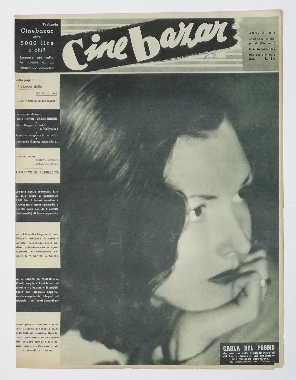 CINE BAZAR magazine cover Issue 3 16 January 1946