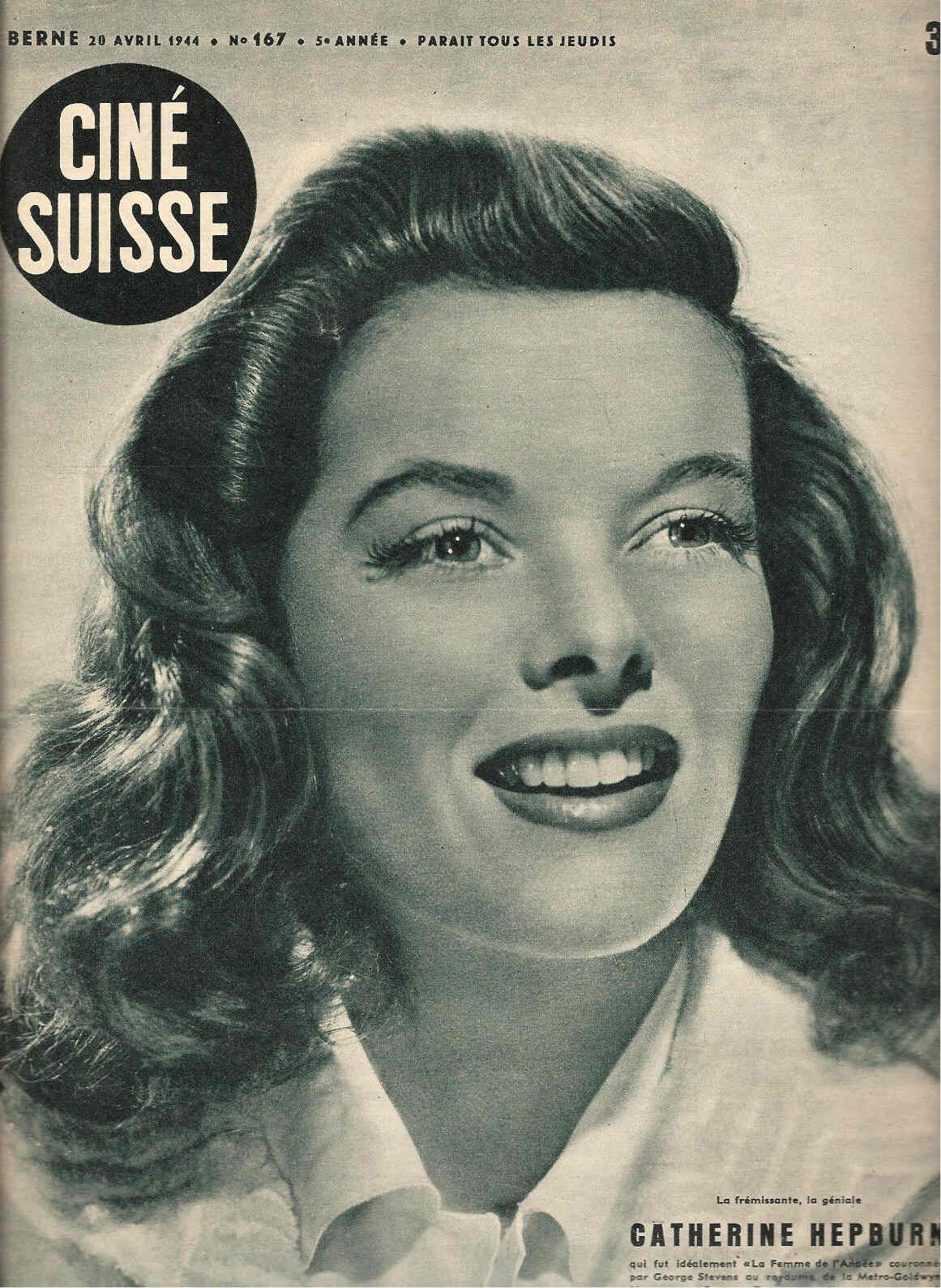 CINE SUISSE magazine cover Issue 167 20 April 1944