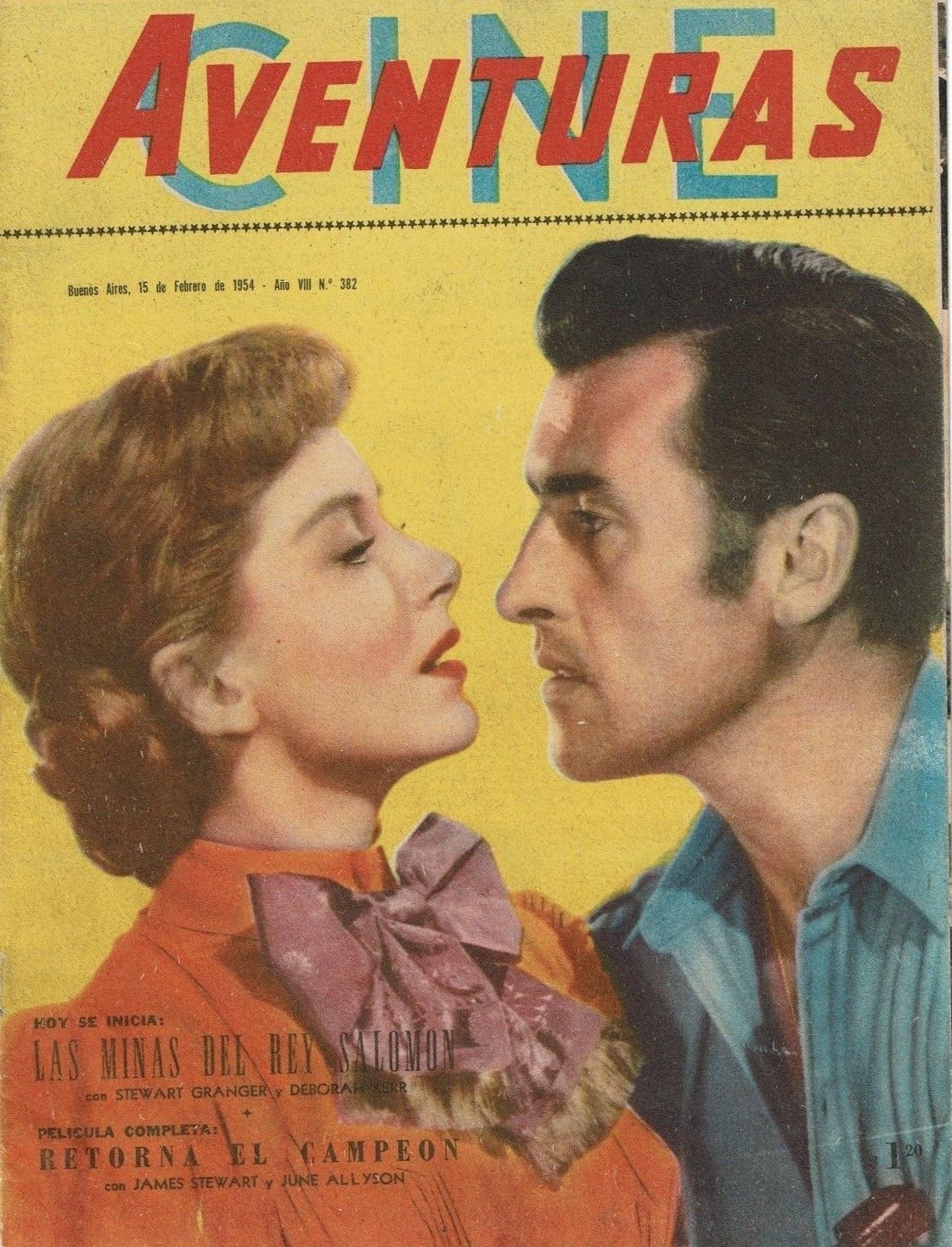 CINE AVENTURAS magazine side cover Issue 382 15 February 1954