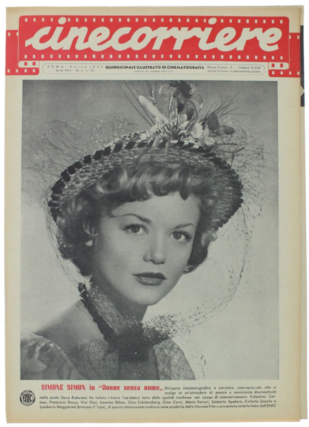 CINECORRIERE magazine side cover Issue 4  March 1950