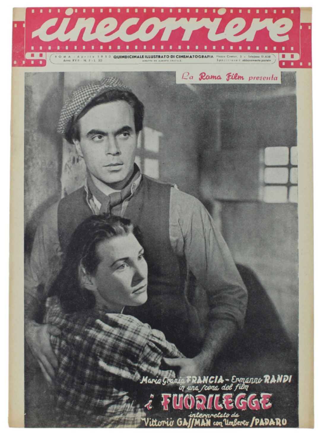 CINECORRIERE magazine side cover Issue 5  April 1950