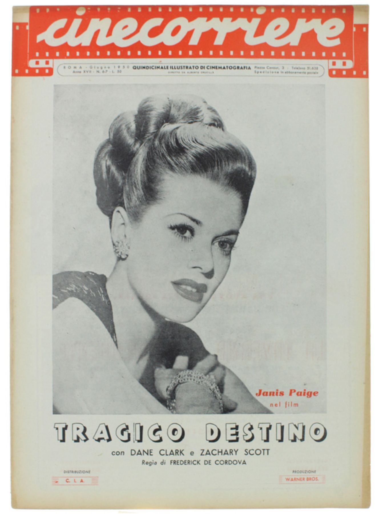 CINECORRIERE magazine side cover Issue 6-7  June 1950