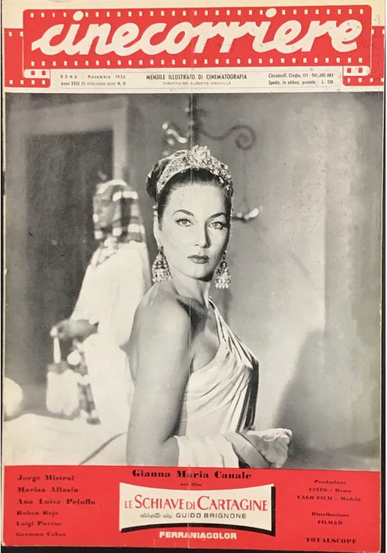 CINECORRIERE magazine side cover  November 1956