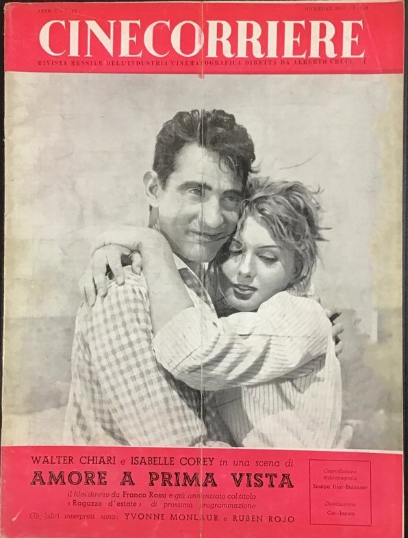 CINECORRIERE magazine side cover  December 1957