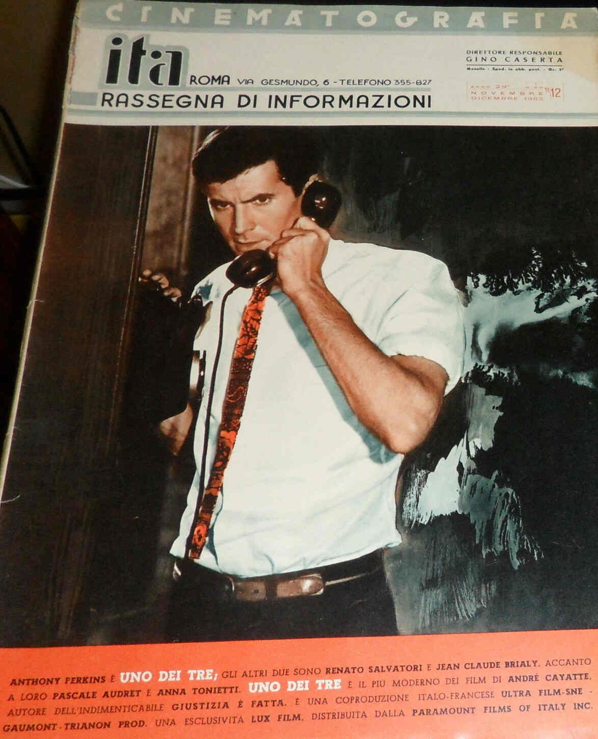CINEMATOGRAFIA ITA magazine cover November/December 1962