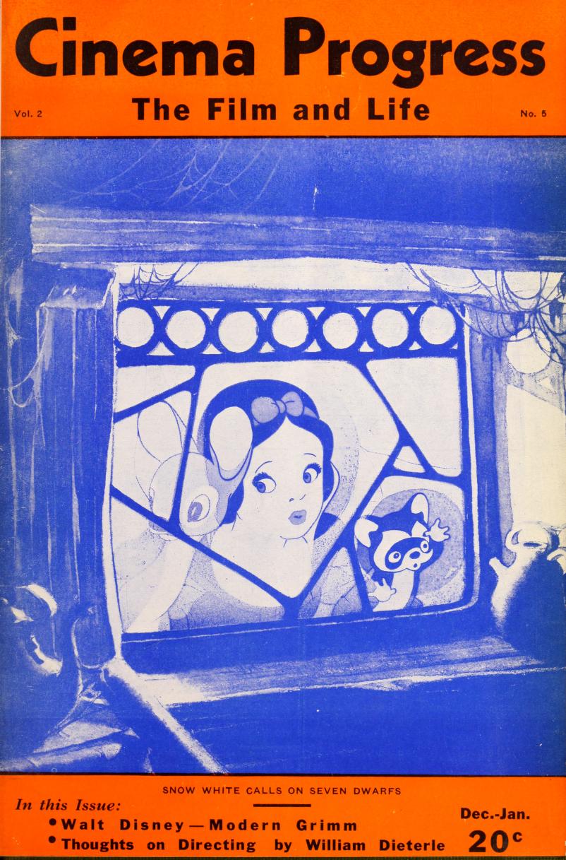 CINEMA PROGRESS magazine side cover December-January 1937