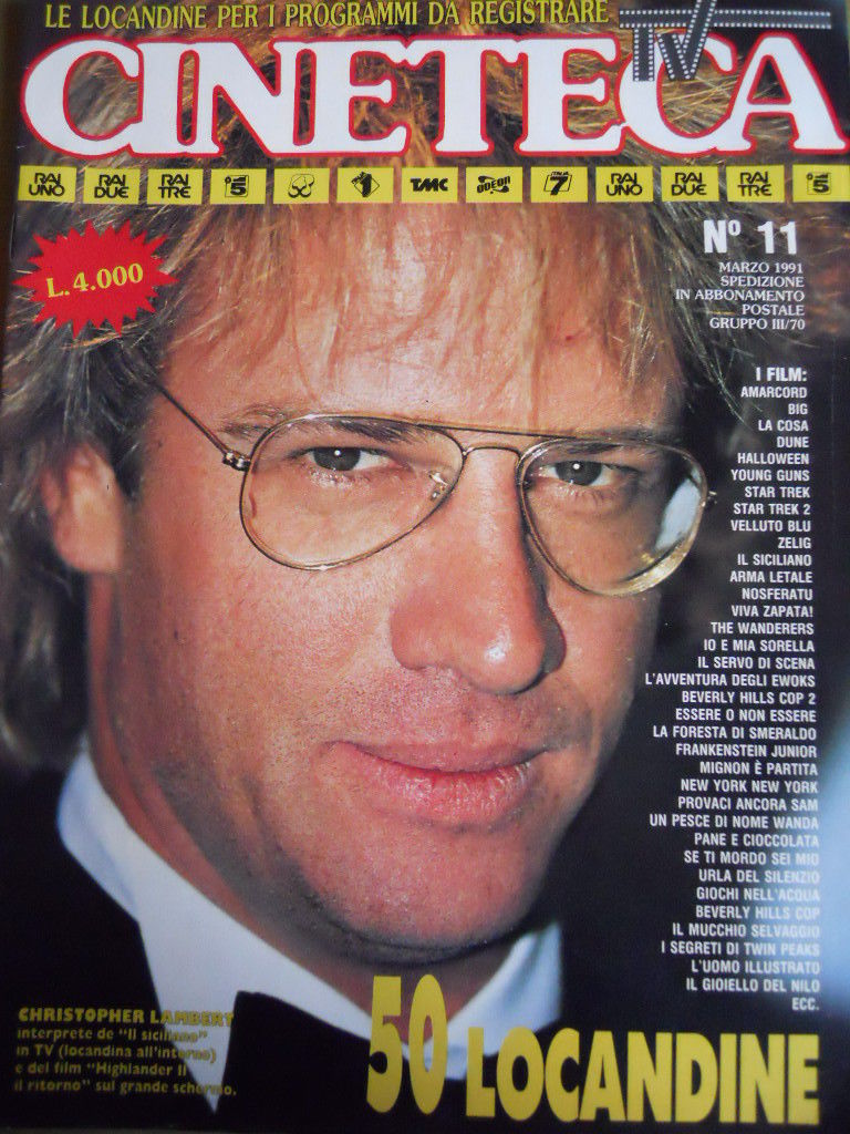 CINETECA TV magazine side cover Issue 11 March 1991