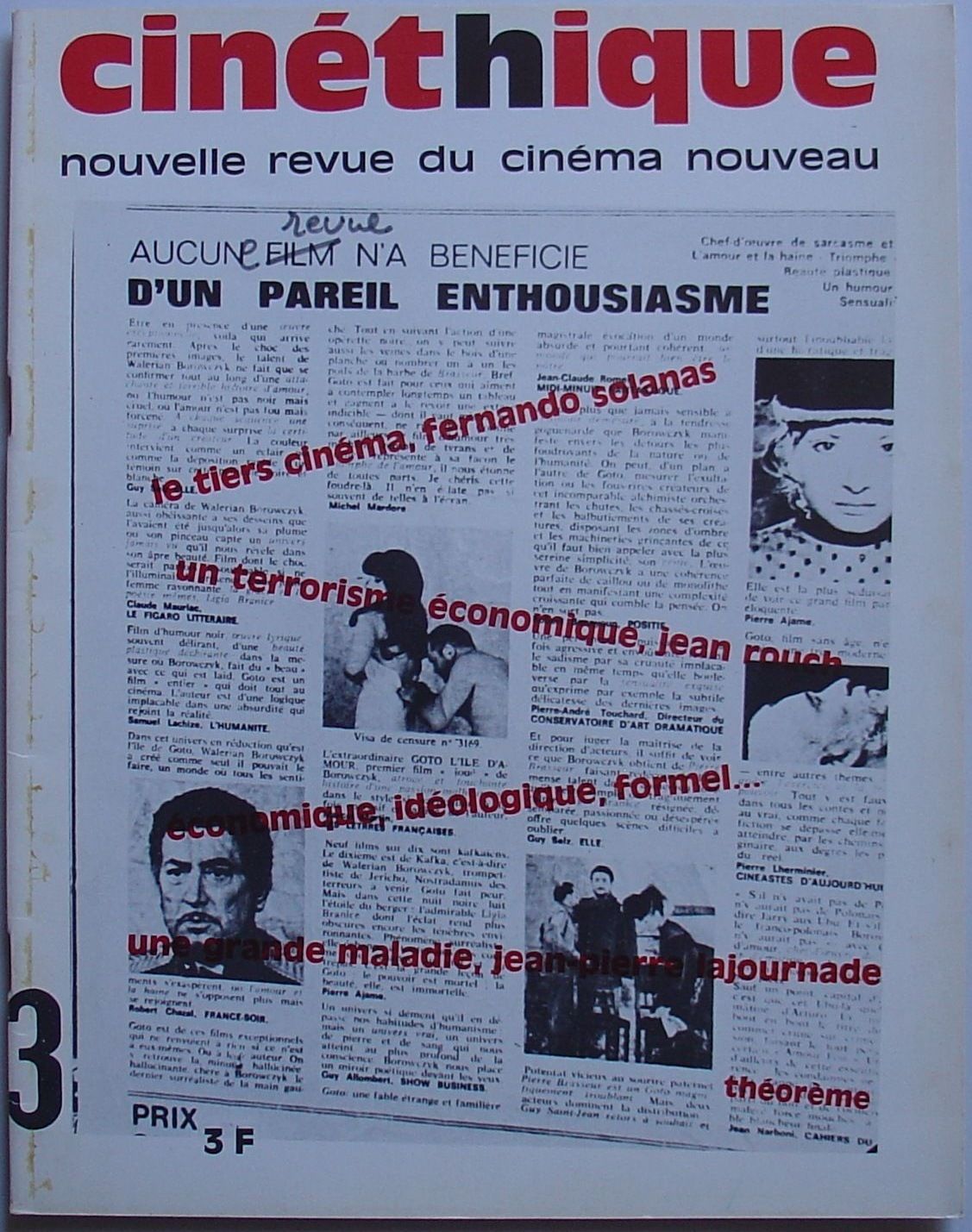 CINETHIQUE magazine cover Issue 3 April 1969