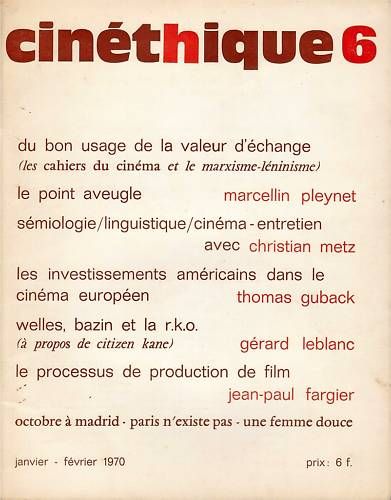 CINETHIQUE magazine cover Issue 6 January/February 1970