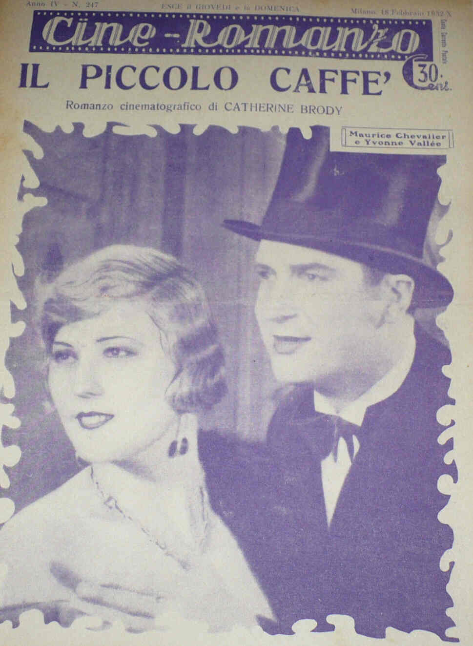 CINE ROMANZO magazine side cover Issue 247 18 February 1932