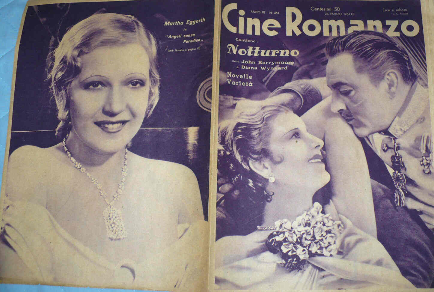 CINE ROMANZO magazine side cover Issue 454 24 March 1934