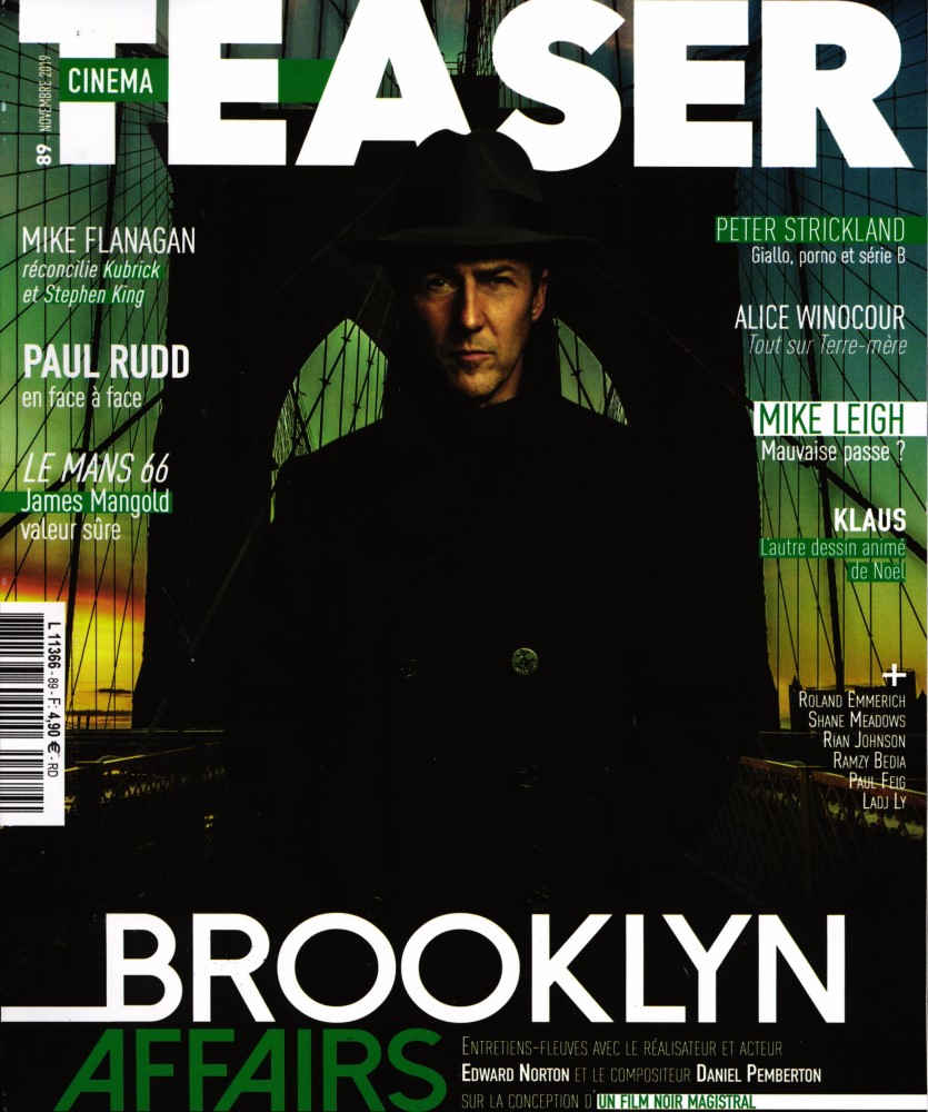 CINEMA TEASER magazine side cover Issue 89  November 2019