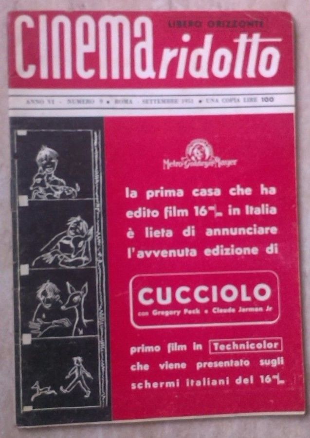 CINEMA RIDOTTO magazine cover  September 1951