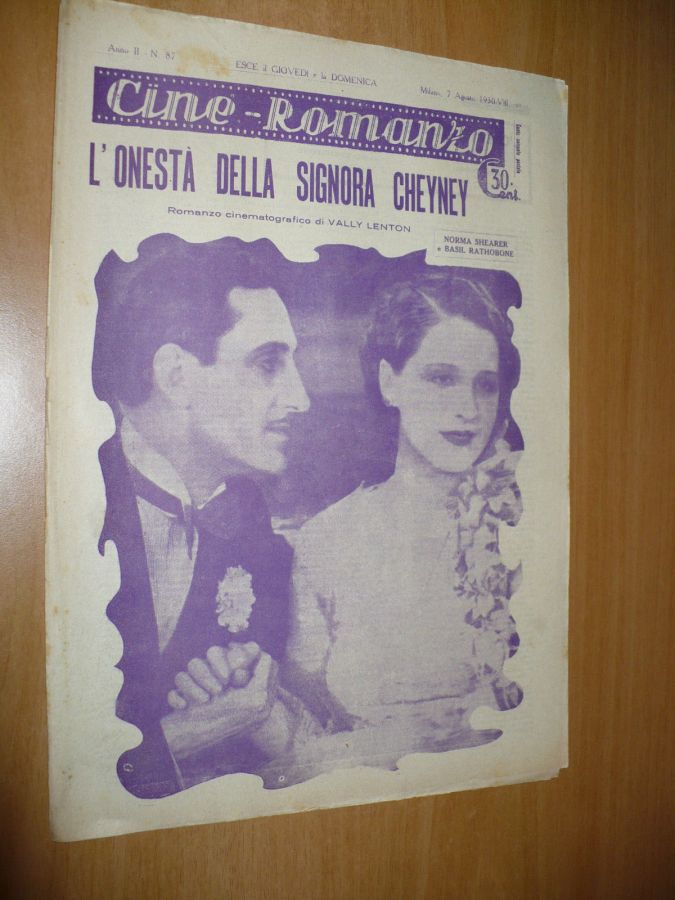 CINE ROMANZO magazine side cover Issue 87 7 August 1930