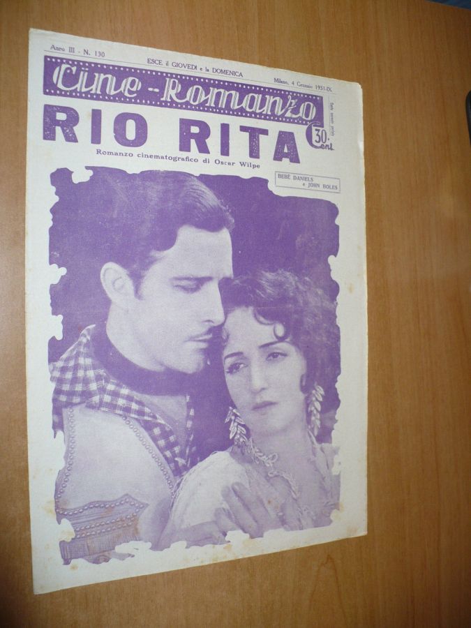 CINE ROMANZO magazine side cover Issue 130 4 January 1931