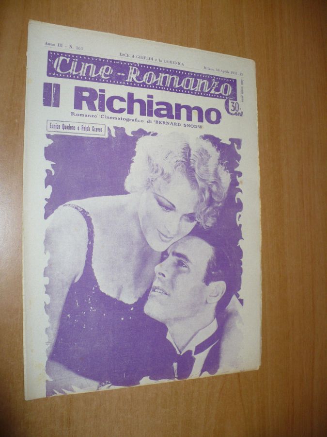 CINE ROMANZO magazine side cover Issue 163 30 April 1931