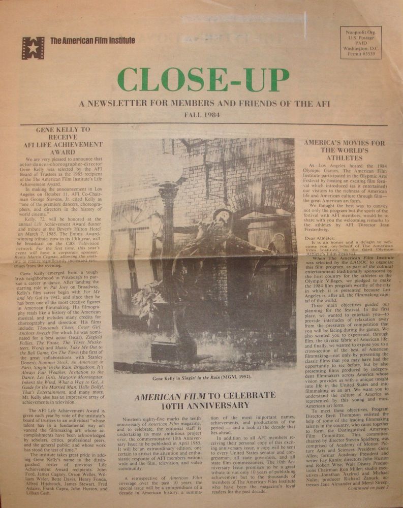 CLOSE-UP (AFI) magazine cover Fall 1984