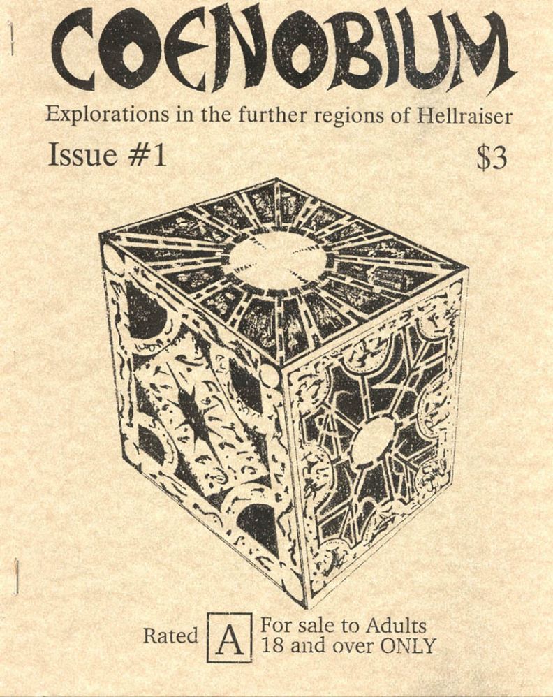 COENOBIUM magazine side cover Issue 1   1990