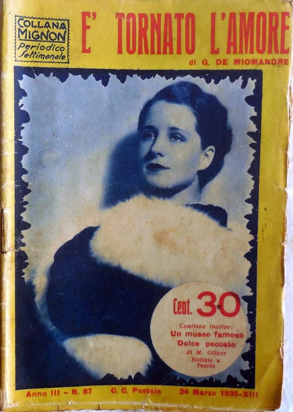COLLANA MIGNON magazine side cover Issue 87 24 March 1935