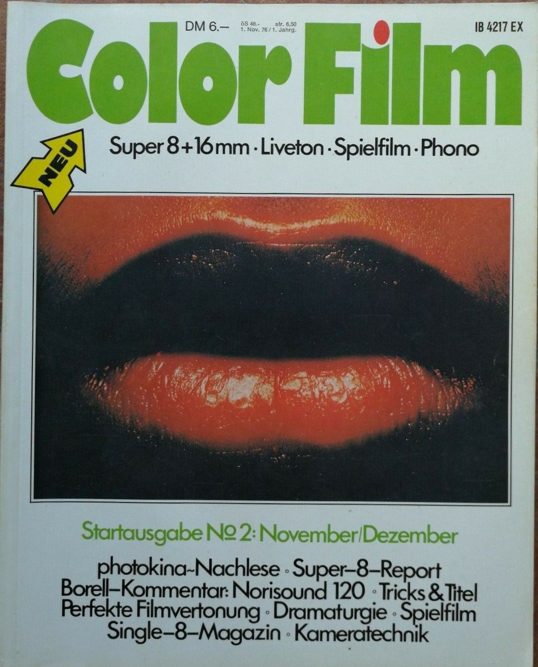 COLOR FILM magazine side cover Issue 2  November/December 1976