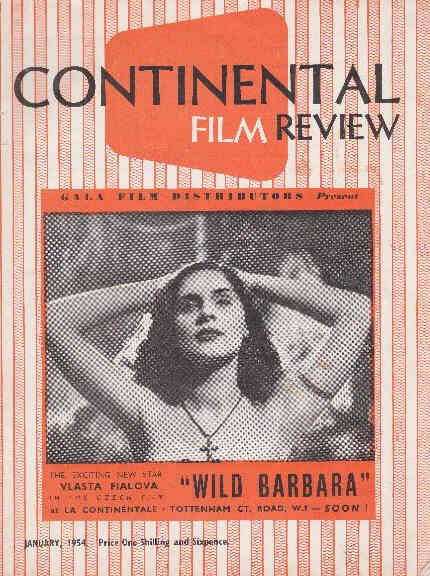 CONTINENTAL FILM REVIEW magazine side cover Issue 15 January 1954