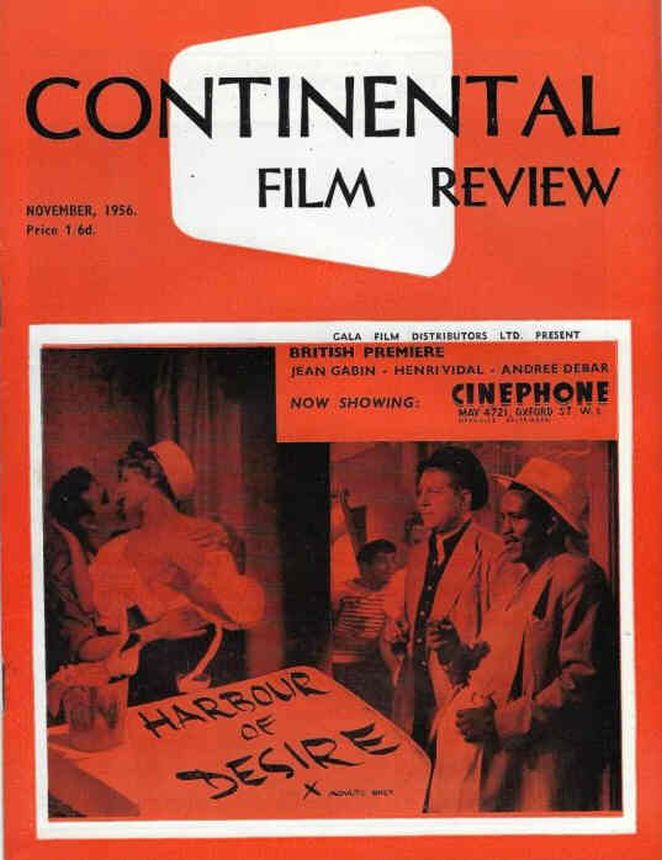 CONTINENTAL FILM REVIEW magazine side cover Issue 49 November 1956