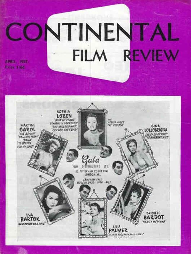 CONTINENTAL FILM REVIEW magazine side cover Issue 54 April 1957