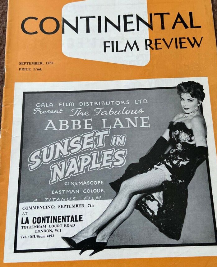 CONTINENTAL FILM REVIEW magazine side cover Issue 59 September 1957