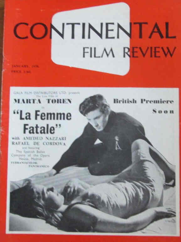 CONTINENTAL FILM REVIEW magazine side cover Issue 63 January 1958