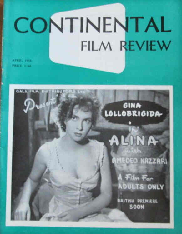 CONTINENTAL FILM REVIEW magazine side cover Issue 66 April 1958