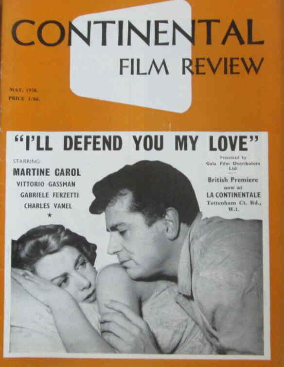 CONTINENTAL FILM REVIEW magazine side cover Issue 67 May 1958